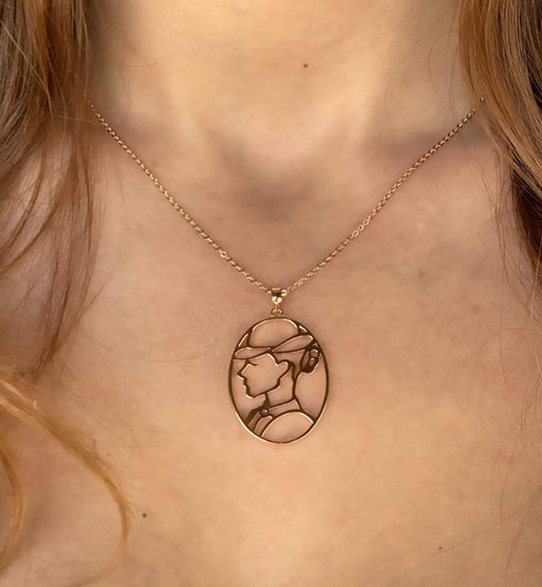 Lady Portrait Rose Gold Necklace