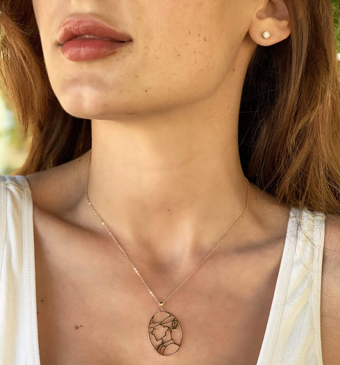 Lady Portrait Rose Gold Necklace