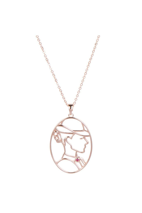 Lady Portrait Rose Gold Necklace