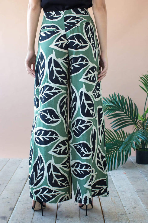 Hepburn High Waist Wide Leg Pant - Sage Leaf