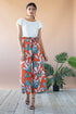 Lukas Cropped Wide Leg Pant With Paperbag Waist- Rio Flora