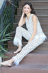 Gianna Feathered Pant Set - Black and White