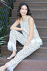 Gianna Feathered Pant Set - Black and White