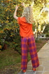 Rockabilly Plaid Pants - Orange/Purple Multi
