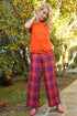 Rockabilly Plaid Pants - Orange/Purple Multi