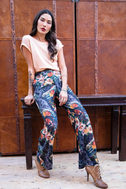 Simone Floral Knit Pants - Monet