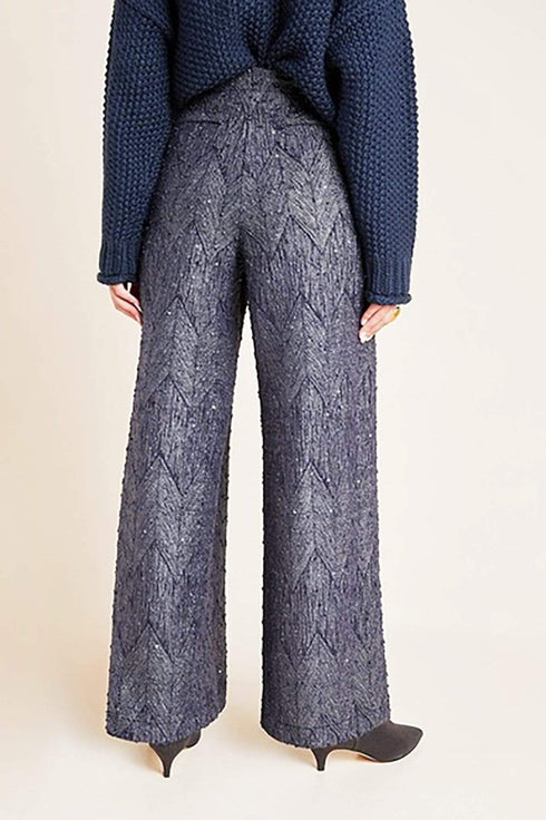 Slate Jacquard Wide Leg Trousers