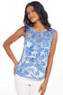 Sleeveless Top-Blue Palm