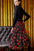Embroidered Floral Midi Skirt - Cardinal