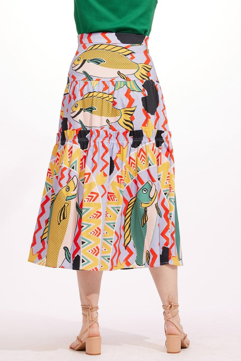 Fish Midi Tiered Skirt