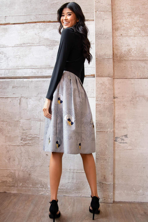 Foxy Midi Skirt - Houndstooth