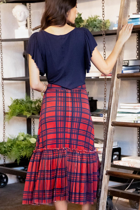 Kym Flounced Midi Skirt