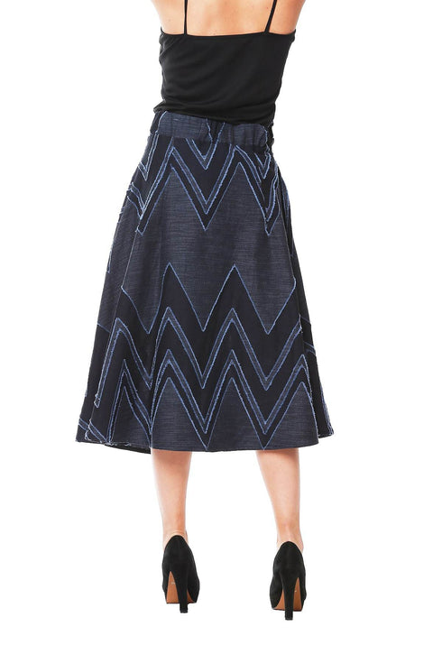 Liv Skirt - Denim Chevron
