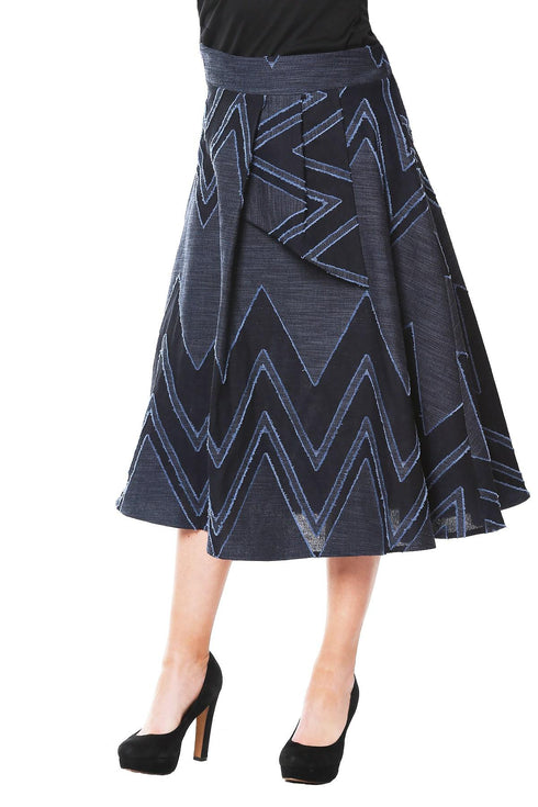 Liv Skirt - Denim Chevron