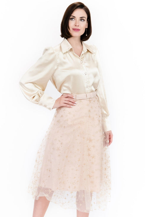 Beatrisa Metallic Tulle Skirt