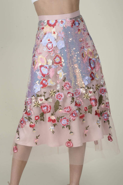 Nicola Sequins Midi Skirt - Crepe Soufflé