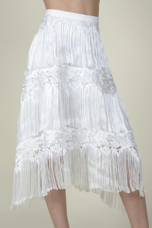 Quin Fringe Skirt - Meringue
