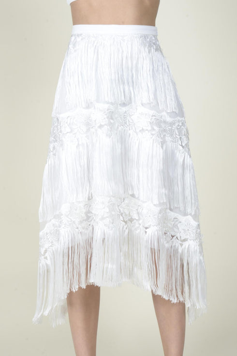 Quin Fringe Skirt - Meringue