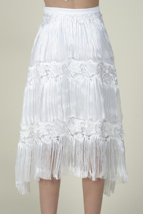 Quin Fringe Skirt - Meringue