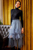 Ruffled Tulle Midi Skirt