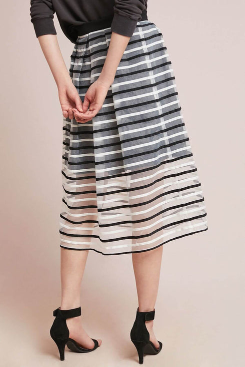 Striped Tulle Skirt - Black and White
