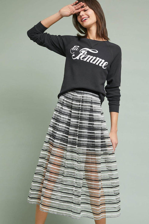 Striped Tulle Skirt - Black and White