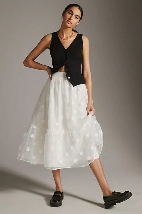 Tulle Midi Skirt - Snowflake Dot