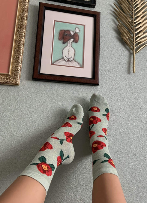Amaryllis Floral Grey Socks