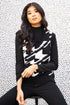 Nina Sweater Vest - Black and White Geo