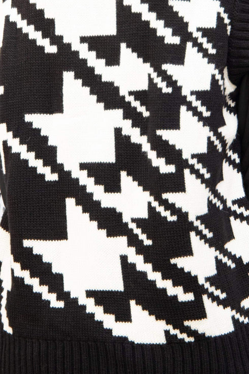 Nina Sweater Vest - Black and White Geo