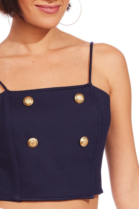 Ponte Trench Blouse - Navy