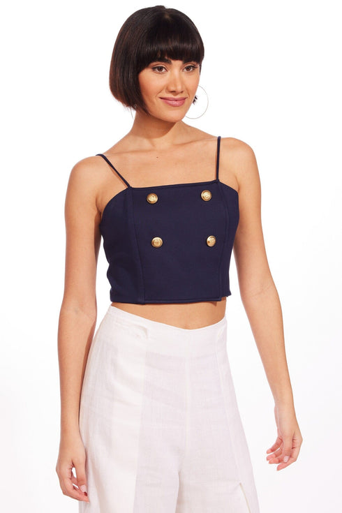 Ponte Trench Blouse - Navy