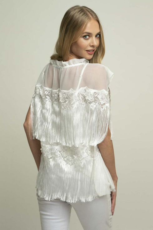 Babs Fringe Top - Meringue