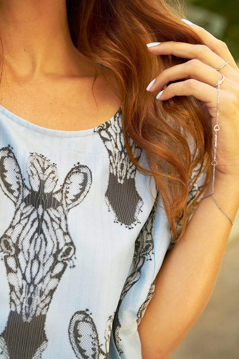 Blue Zebra Lace Top