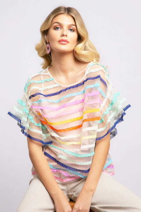 Cadette Top - Rainbow Stripe