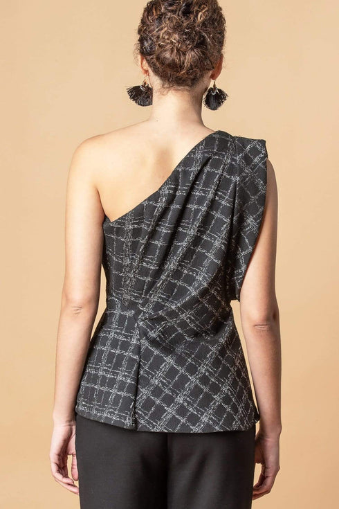 Daphne Top - Silver Plaid