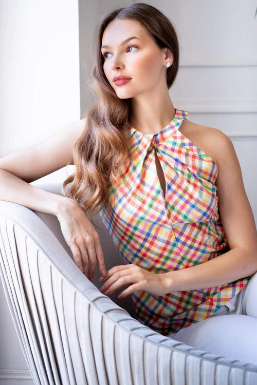 Eva Franco Top Ella Top - Linen Plaid