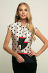 Hanna Satin Top in Black and Cream Polka Dots