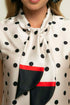 Hanna Satin Top in Black and Cream Polka Dots