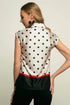 Hanna Satin Top in Black and Cream Polka Dots
