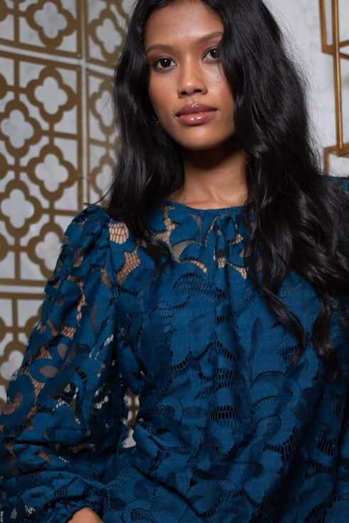 Harlow Top - Teal Lace