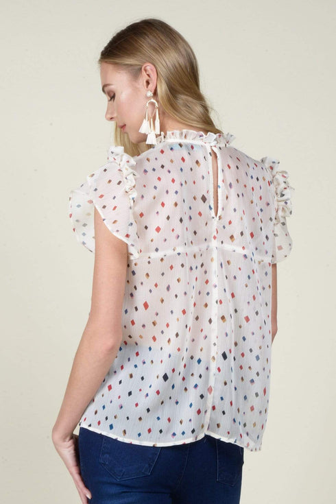 Heidi Chiffon  Top - Funfetti Print