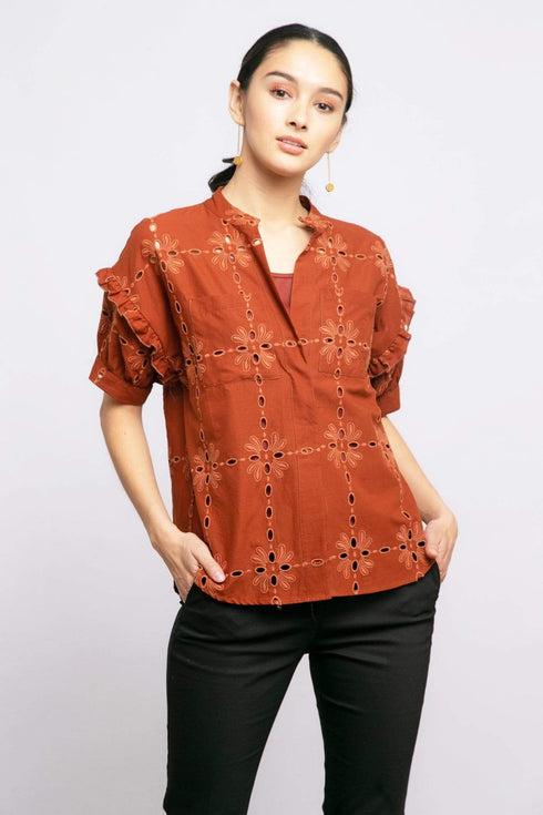 Louisa Blouse - Cotton Eyelet Sedona
