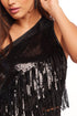 Sequin One-Shoulder Top - Black