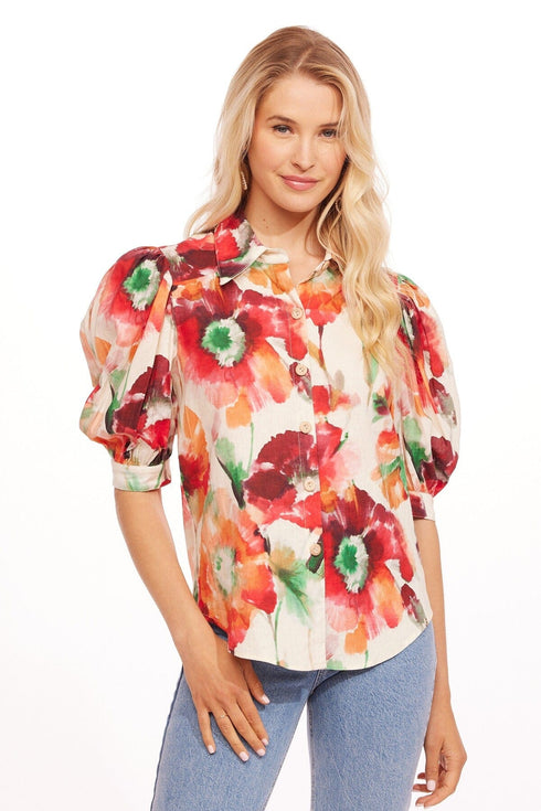 Palmira Top - Wild Poppies