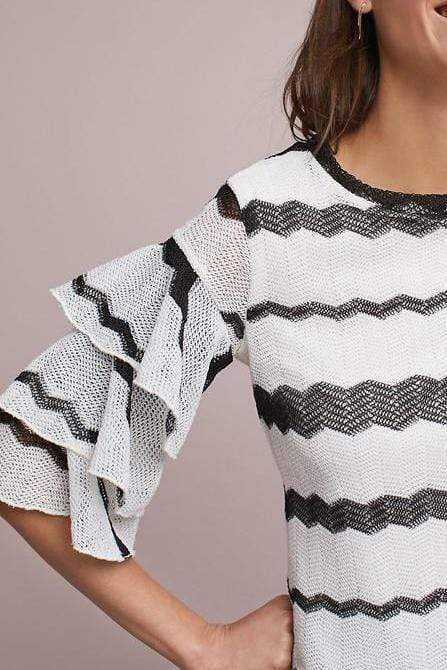 Samba Top - B&W Chevron Stripe