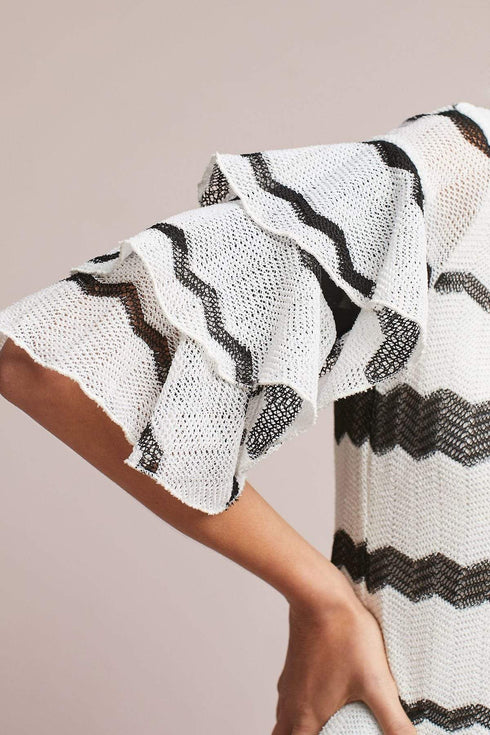 Samba Top - B&W Chevron Stripe