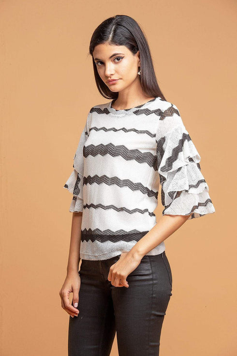 Samba Top - B&W Chevron Stripe