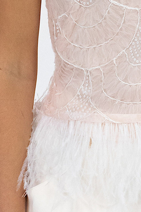 Sequin Feather-Hem Tank