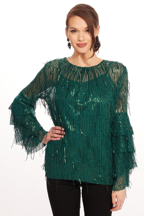 Sequin Fringe Acadia Top – Glitter Pine